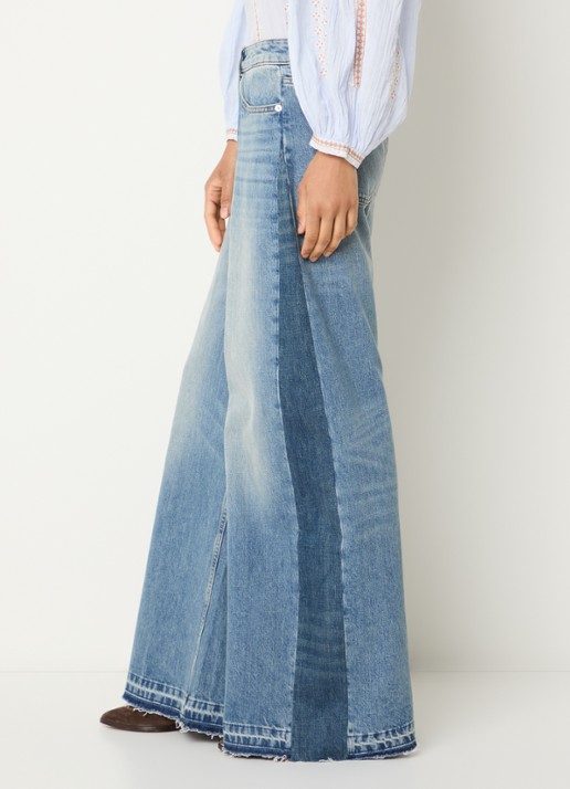 ba&sh Mislav high waist wide leg jeans met lichte wassing  - detail 3 indigo