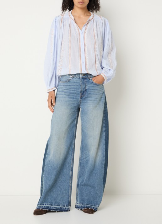 ba&sh Mislav high waist wide leg jeans met lichte wassing  - voorkant 5 indigo