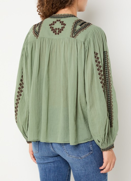 ba&sh Mona blouse met borduring - achterkant 4 beige