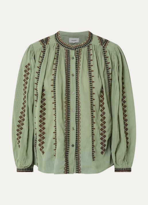 ba&sh Mona blouse met borduring - voorkant beige