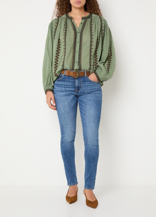 ba&sh Mona blouse met borduring - voorkant 2 beige