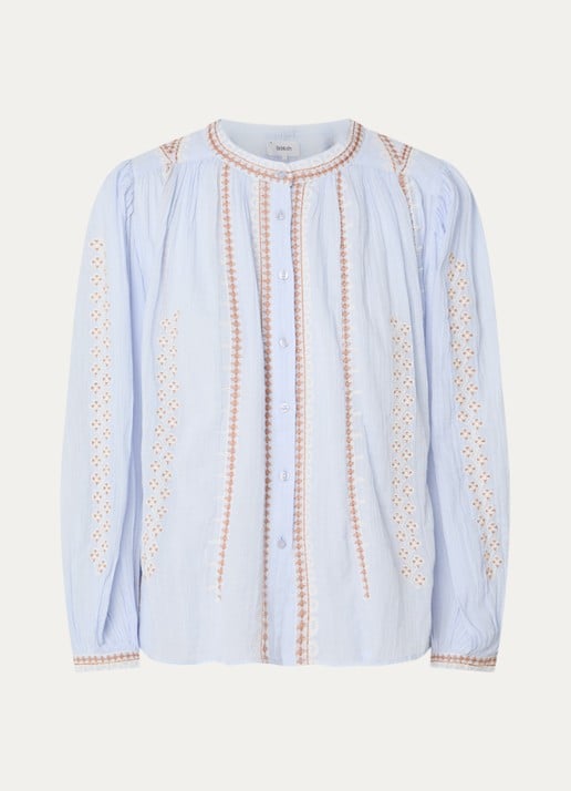 ba&sh Mona blouse met borduring - voorkant lichtblauw