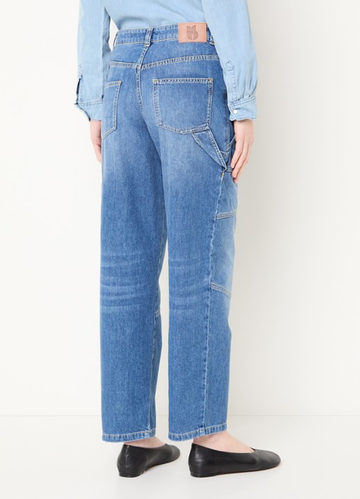 ba&sh Moyce mid waist straight leg jeans met medium wassing - achterkant indigo