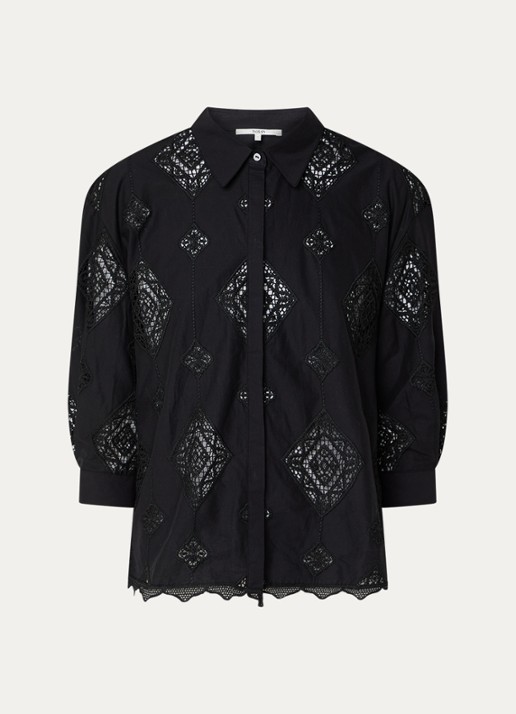 ba&sh Muriel blouse met broderie - voorkant zwart