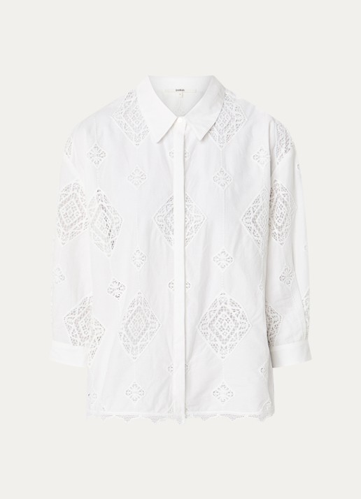 ba&sh Muriel blouse met broderie - voorkant gebroken wit