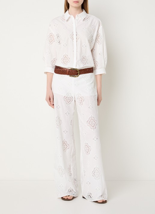 ba&sh Muriel blouse met broderie - voorkant 2 gebroken wit