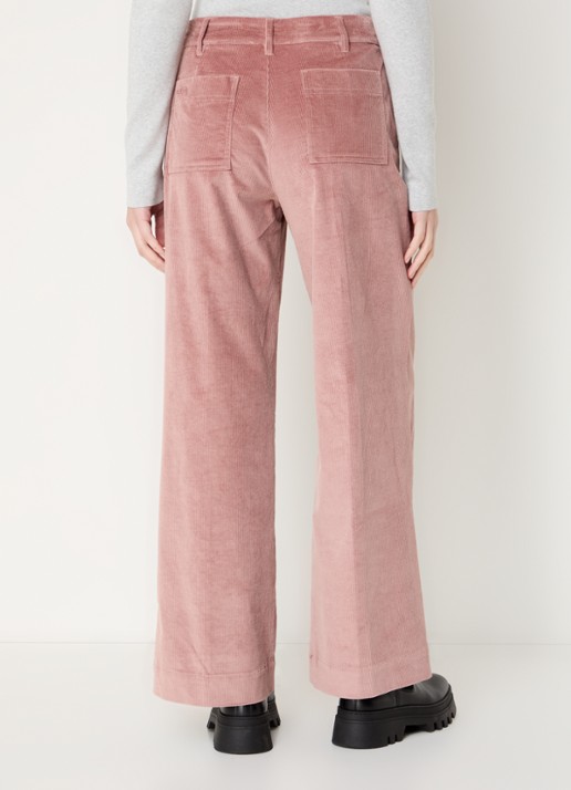 ba&sh Nali high waist wide fit broek van corduroy met steekzakken - achterkant zalmroze