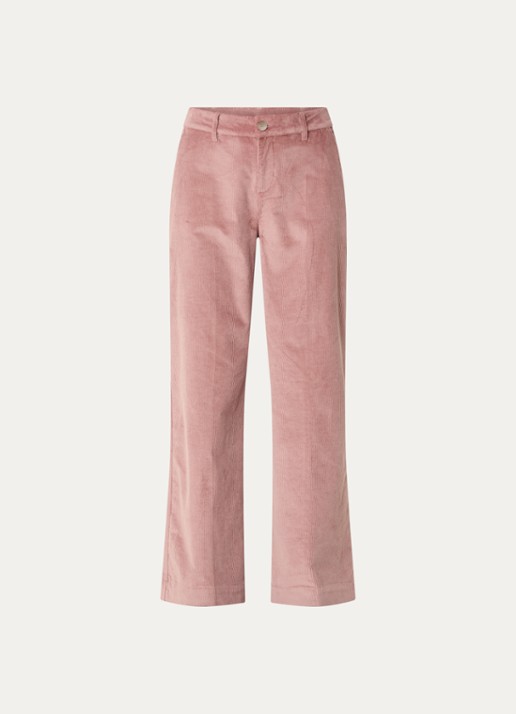 ba&sh Nali high waist wide fit broek van corduroy met steekzakken - voorkant 4 zalmroze