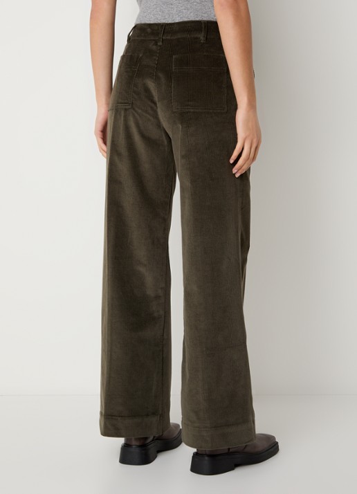 ba&sh Nali high waist wide fit broek van corduroy met steekzakken - achterkant 4 bronsgroen