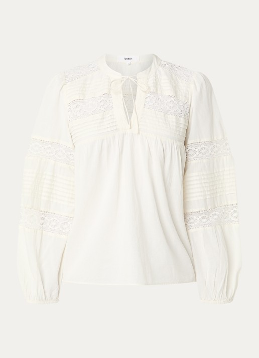 ba&sh Nami blouse met details van kant - voorkant 2 gebroken wit