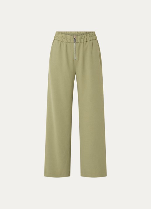 ba&sh Narlos high waist loose fit pantalon met steekzakken  - voorkant 2 olijfgroen