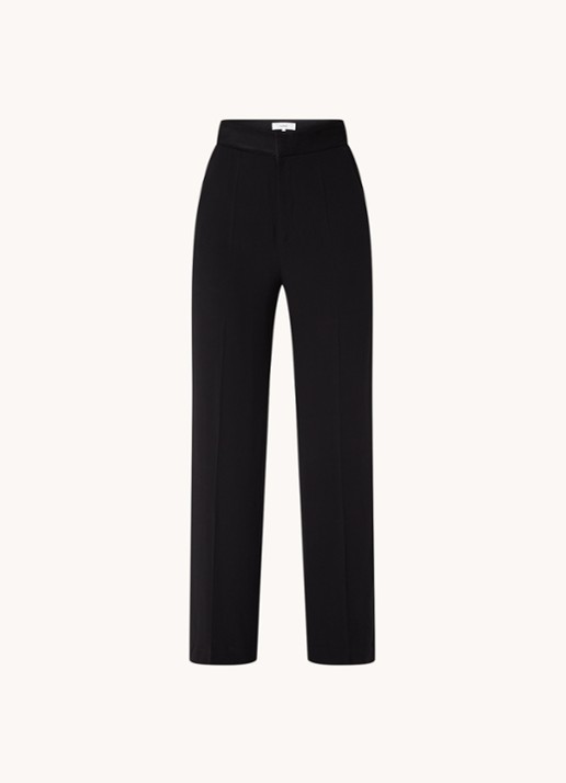 Ba&sh Natane high waist straight fit pantalon van crêpe - voorkant 3 zwart