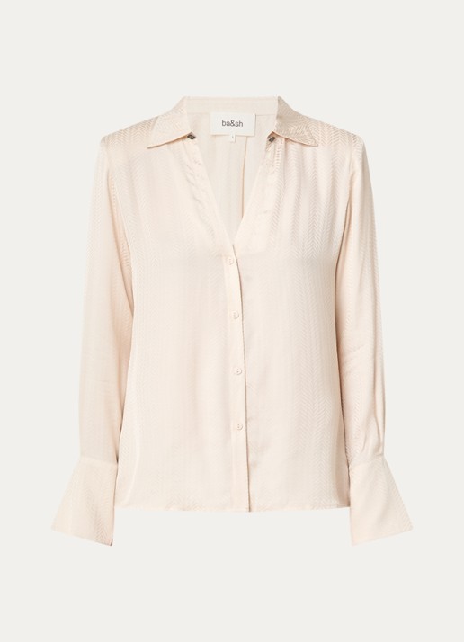 ba&sh Netsey blouse met schoudervulling - voorkant beige