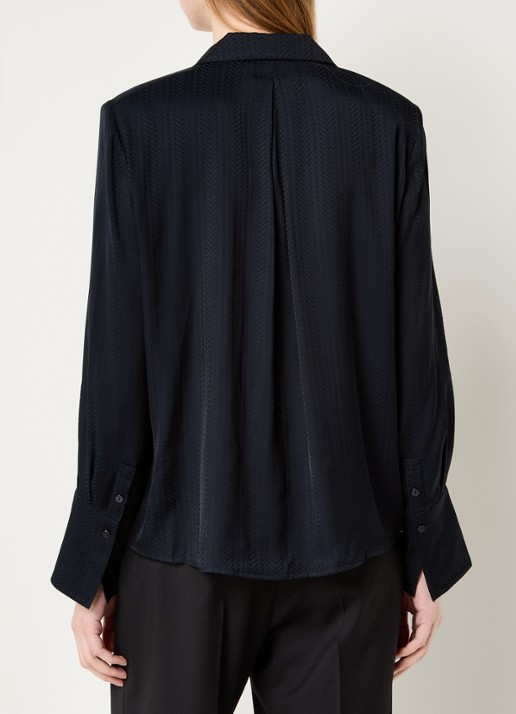 ba&sh Netsey blouse met schoudervulling - achterkant 3 donkerblauw