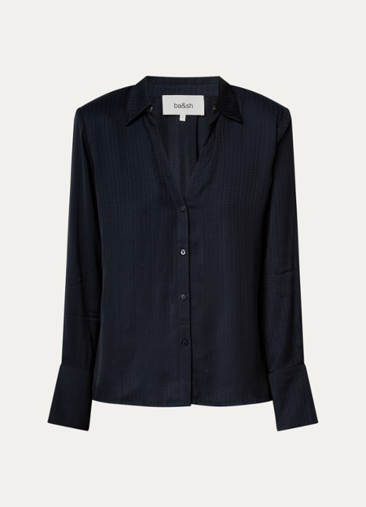 ba&sh Netsey blouse met schoudervulling - voorkant donkerblauw