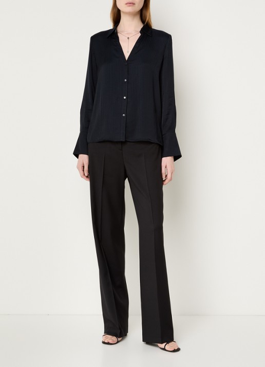 ba&sh Netsey blouse met schoudervulling - voorkant 2 donkerblauw