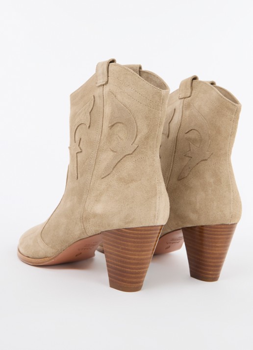 ba&sh New Casey cowboylaars van kalfssuède - achterkant 2 donkerbeige