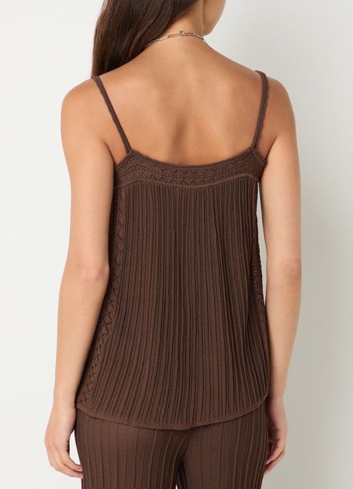 ba&sh Nika mouwloze top met ribstructuur - achterkant 4 bruin