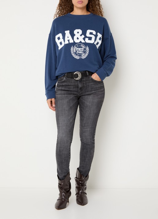 ba&sh Niko mid waist skinny jeans met gekleurde wassing - voorkant 5 antraciet