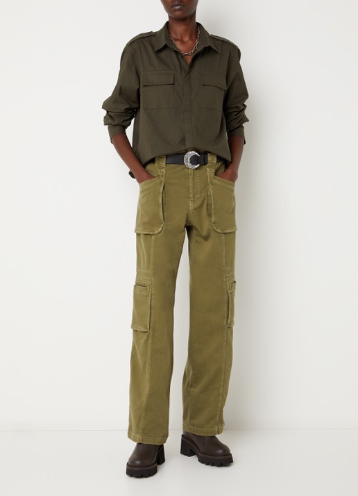 ba&sh Ninion mid waist straight fit jeans met gekleurde wassing - voorkant 4 mosgroen