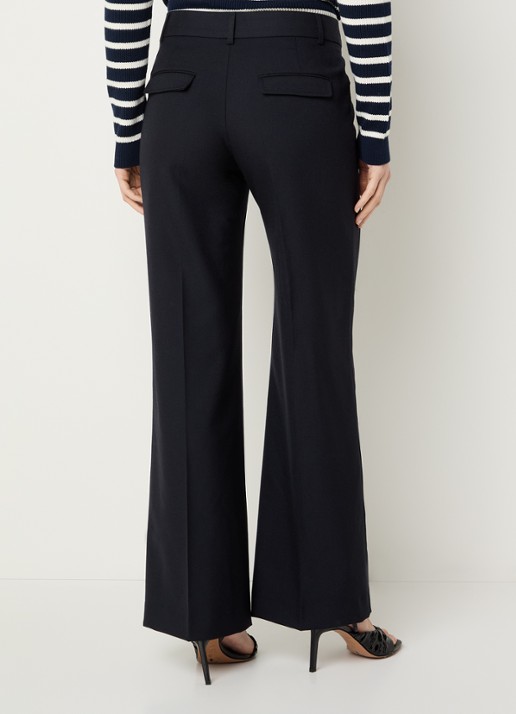 ba&sh Nives high waist bootcut fit broek van scheerwol - achterkant 4 donkerblauw