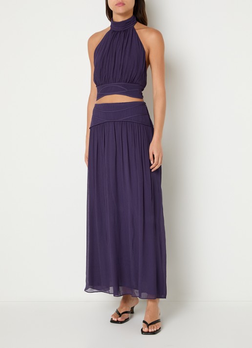 ba&sh Olivia maxi rok van crêpe  - voorkant 2 paars