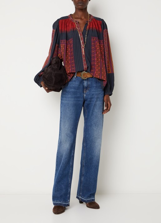 ba&sh Olivio tuniek met print - voorkant 2 rood