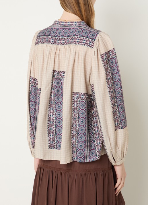 ba&sh Olivio tuniek met print - achterkant 3 gebroken wit