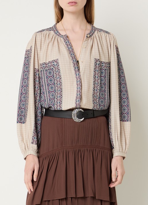 ba&sh Olivio tuniek met print - detail 2 gebroken wit