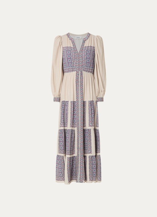 ba&sh Olly maxi jurk met print - voorkant gebroken wit
