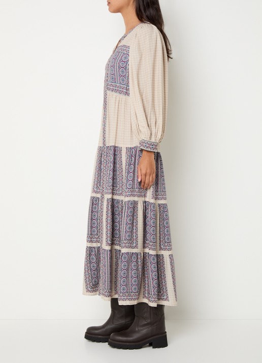 ba&sh Olly maxi jurk met print - voorkant 2 gebroken wit