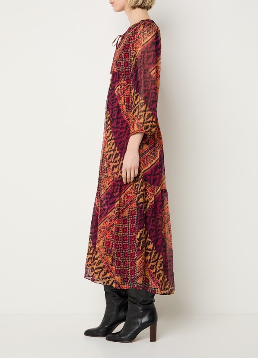 ba&sh Oria midi tuniekjurk met grafische print - voorkant 3 rood