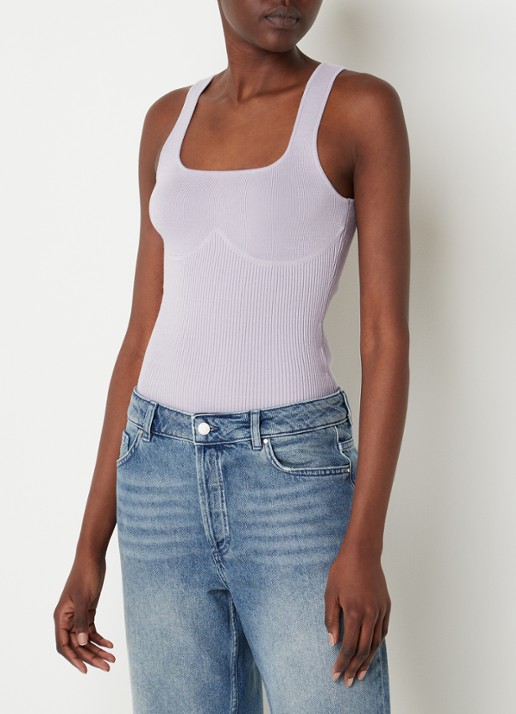 Ba&sh Oxmo fijngebreide tanktop met ribstructuur - detail 3 lavendel