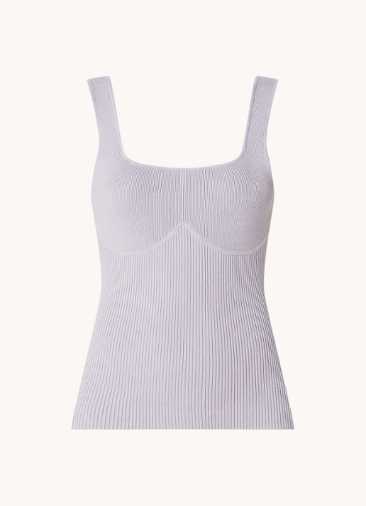 Ba&sh Oxmo fijngebreide tanktop met ribstructuur - voorkant lavendel
