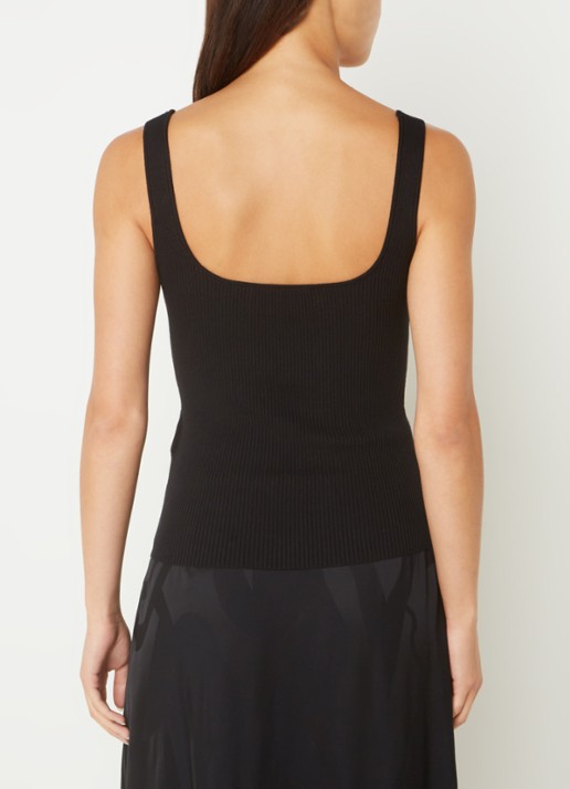 ba&sh Oxmo ribgebreide tanktop met stretch - achterkant 4 zwart