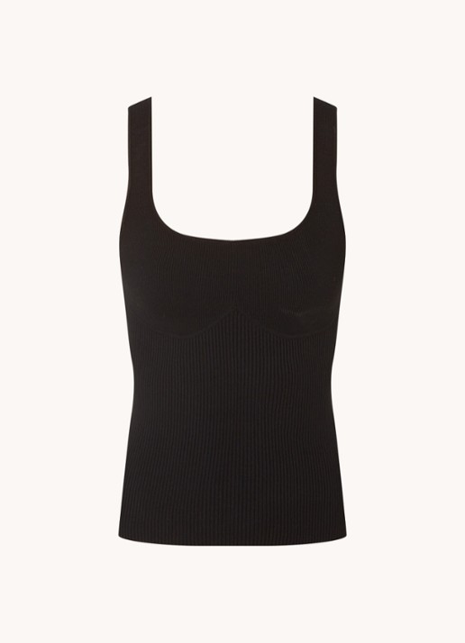 ba&sh Oxmo ribgebreide tanktop met stretch - voorkant zwart