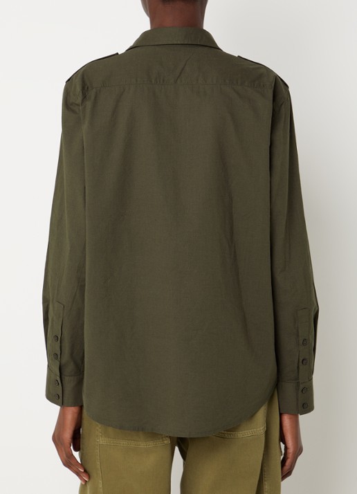 ba&sh Palani blouse met borstzakken - achterkant 3 bronsgroen