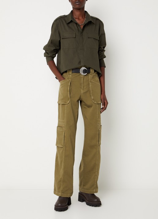 ba&sh Palani blouse met borstzakken - voorkant 2 bronsgroen