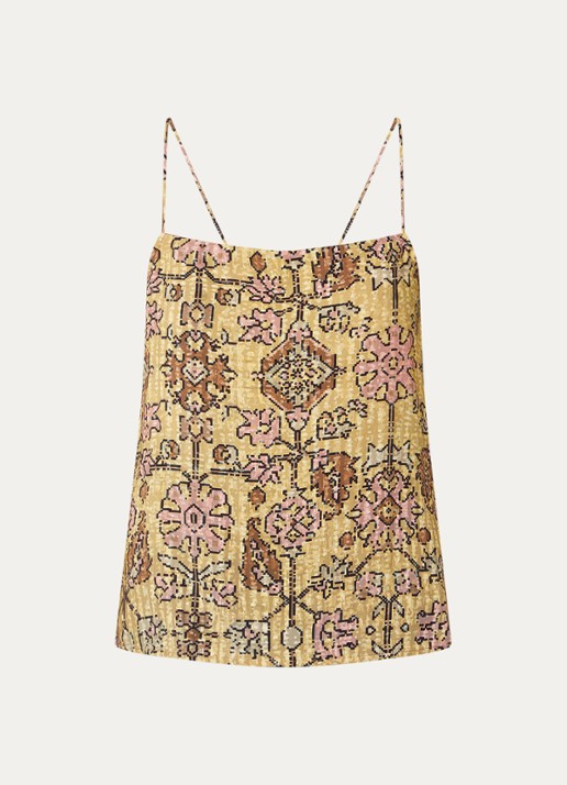 ba&sh Pamela top met print - voorkant geel