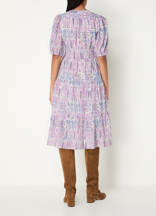 ba&sh Panissa midi tuniekjurk met print - achterkant 3 roze