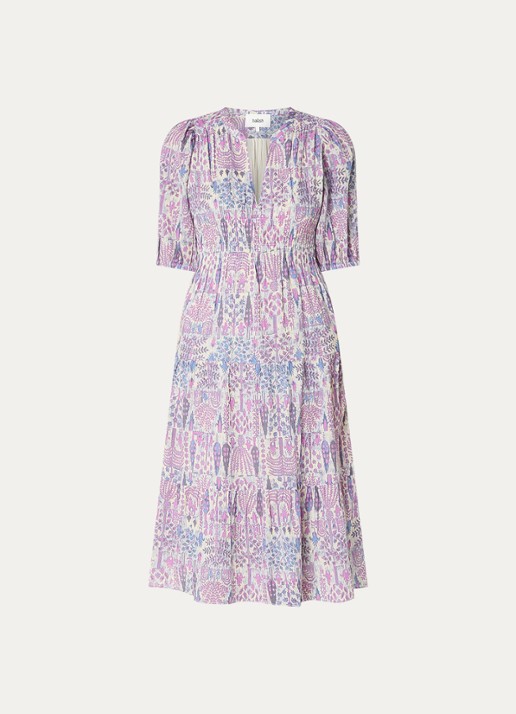 ba&sh Panissa midi tuniekjurk met print - voorkant roze