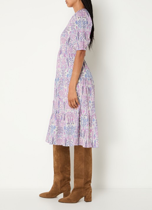 ba&sh Panissa midi tuniekjurk met print - voorkant 2 roze