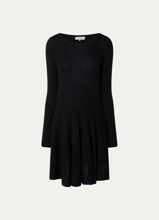 ba&sh Paola mini jurk met opengewerkt dessin - voorkant 3 zwart