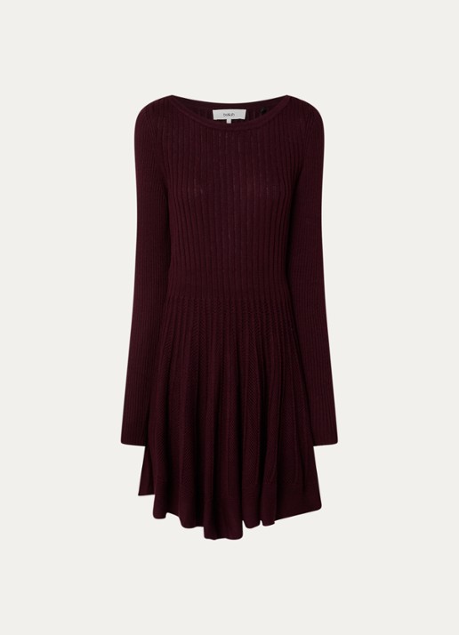 ba&sh Paola mini jurk met opengewerkt dessin - voorkant 2 aubergine