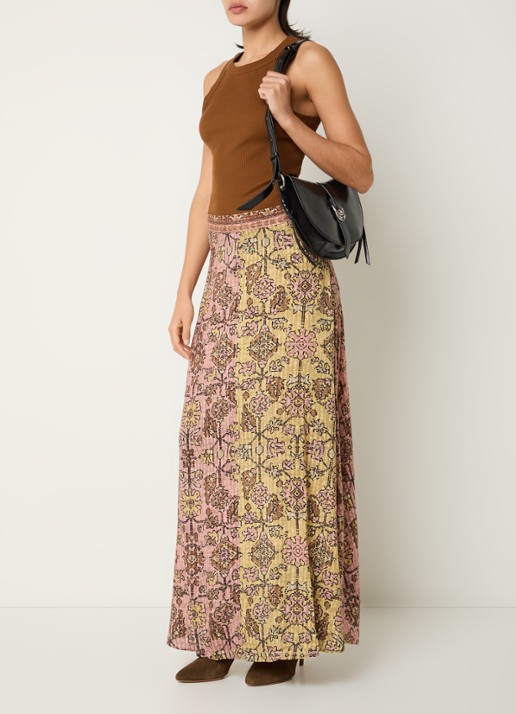 ba&sh Pario high waist maxi rok met print - voorkant 2 geel