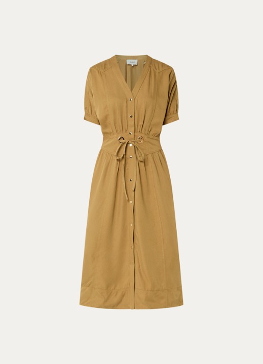 ba&sh Parisa maxi jurk met steekzakken - voorkant 2 camel