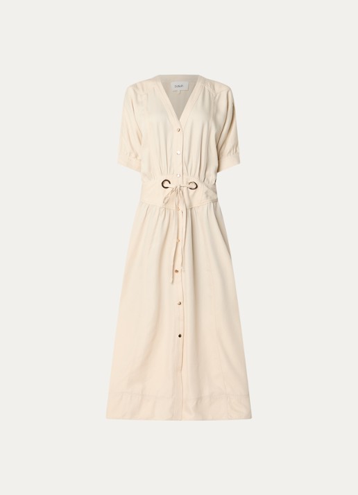 ba&sh Parisa maxi jurk met steekzakken - voorkant 2 beige