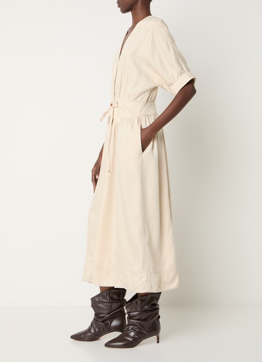 ba&sh Parisa maxi jurk met steekzakken - voorkant 3 beige