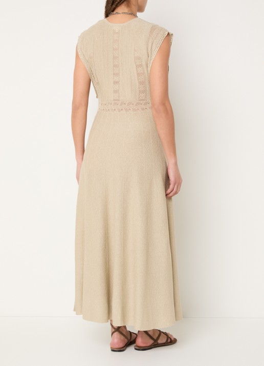 ba&sh Pasqualina maxi jurk met metallic finish - achterkant 3 beige