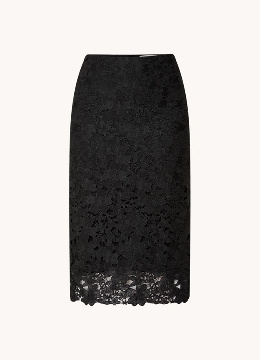 ba&sh Payton midi rok met bloemborduring - voorkant zwart